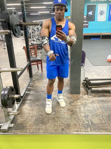 Customer photo review of Personal Record Premium Elbow Wraps PR903 - Black Camo