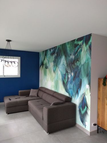 Customer photo review of Papier peint plume ethnique paon