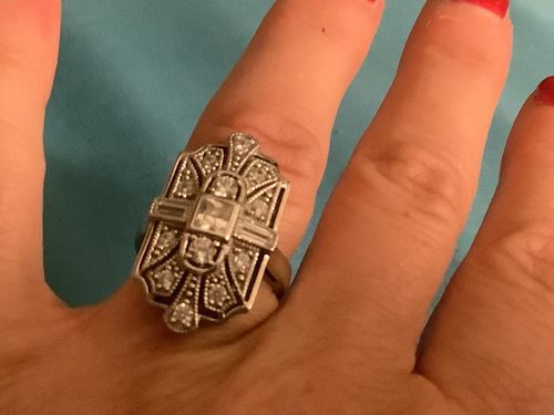 Customer photo review of Art Deco Milgrain CZ Ring in Sterling Silver