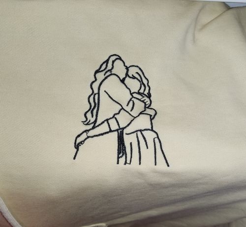 Customer photo review of Personalized Photo Line Drawing Embroidered Hoodie