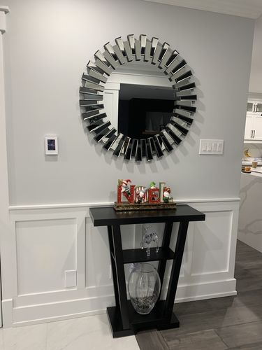 Customer photo review of Sunburst Beveled Round Mirror 35"
