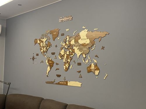Customer photo review of 3D Wooden Multilayered World Map with States and Capitals v2