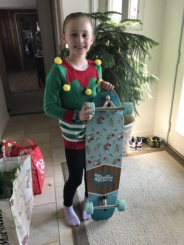 Customer photo review of Stella Floral Mint 38” Kicktail Longboard