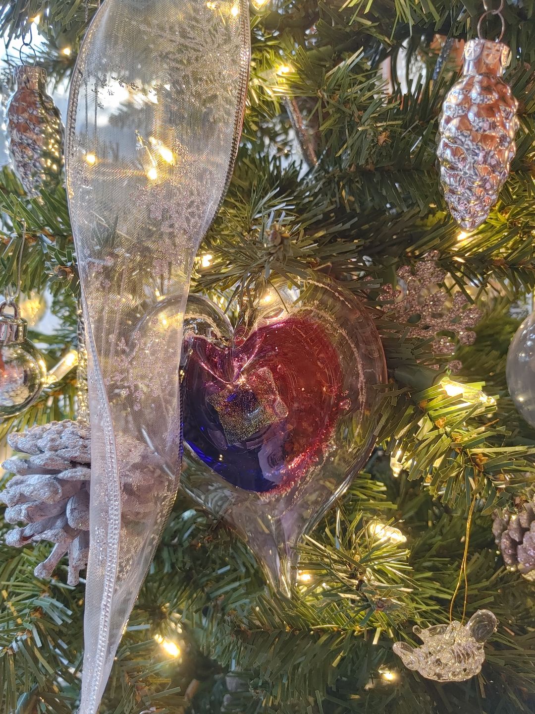 Customer photo review of Dichroic Heart Suncatcher with Infused Cremains