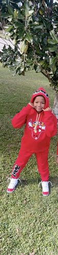 Customer photo review of Kids Bulls RAW Drip White Chenille Hoodie and Jogger Set