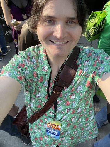Customer photo review of Dnd Christmas Dice Presents Button Up Shirt - Limited Edition