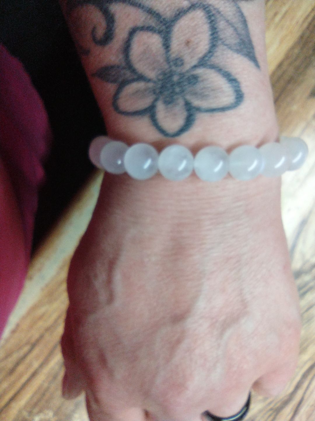Customer photo review of Rainbow Moonstone Bead Bracelet