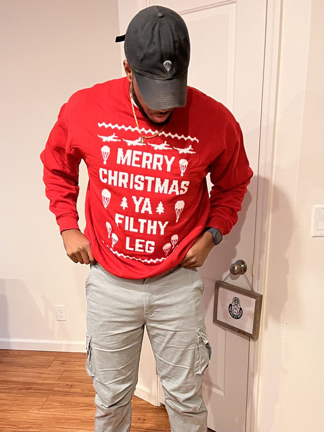 Customer photo review of Ya Filthy Leg Christmas Sweatshirt
