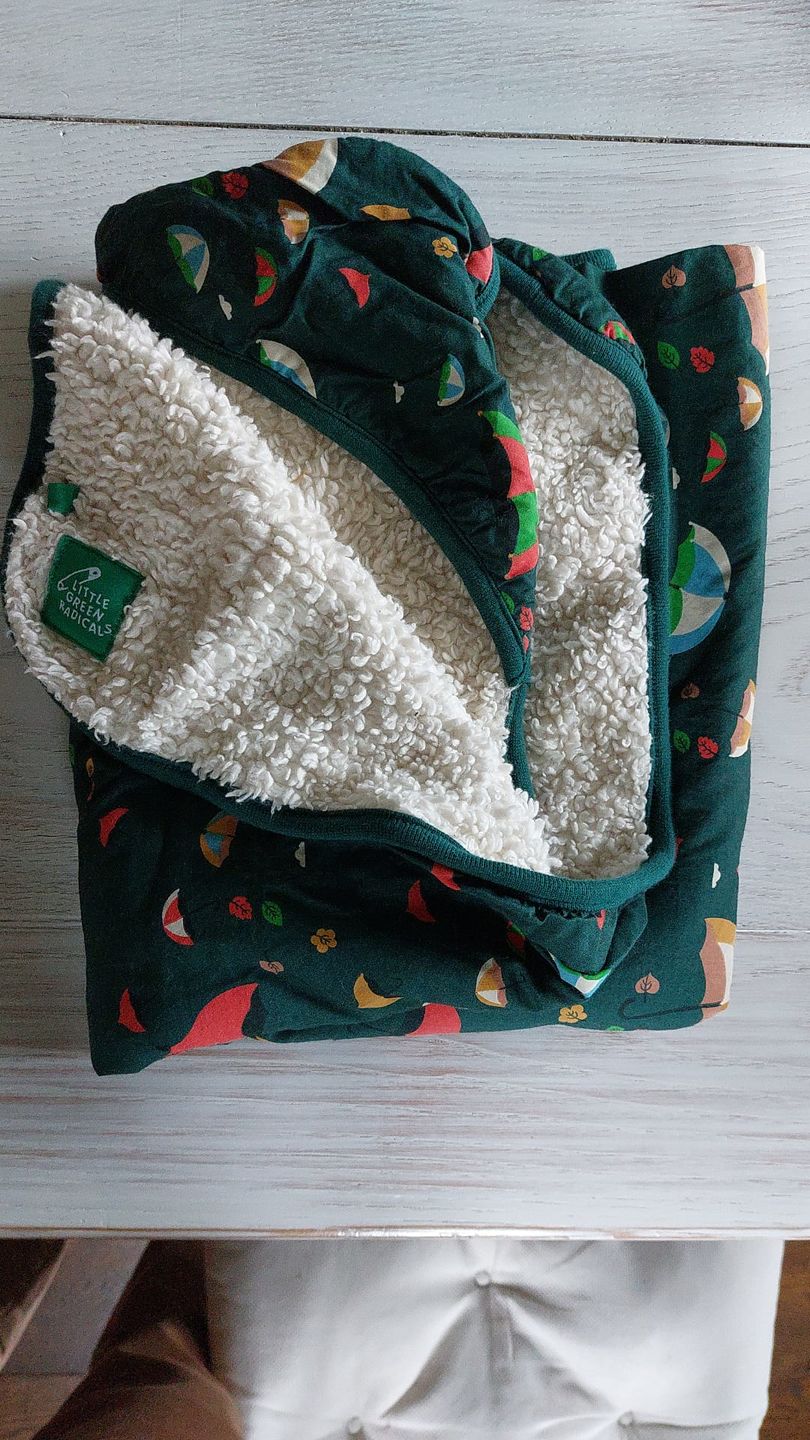 Customer photo review of Windy Day Sherpa Baby Blanket