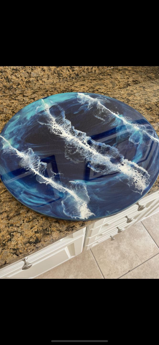 Customer photo review of Lazy Susan/Turntable with Ocean resin Design