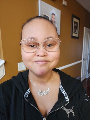 Customer photo review of Double Plated Heart Name Necklace with Link Chain