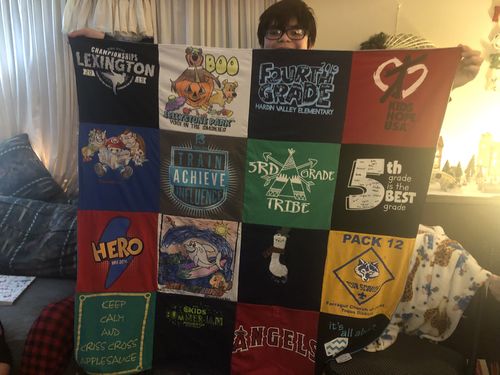 T-shirt quilt from harman valley elementary by Linda from TN