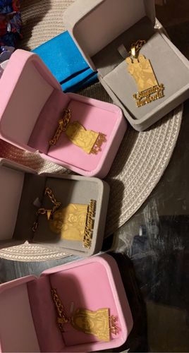 Customer photo review of Lovers Charm™ 18K Custom Engraved Necklace