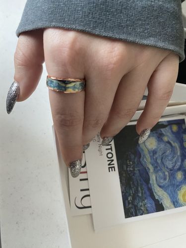 Customer photo review of Van Gogh Starry Night Tablo Tasarım İnce Yüzük