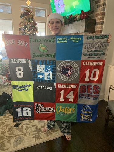 T-shirt quilt featuring red raiders, gators by Leah from TX