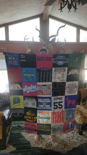 T-shirt quilt featuring unknown high school sports team by Michelle from MO