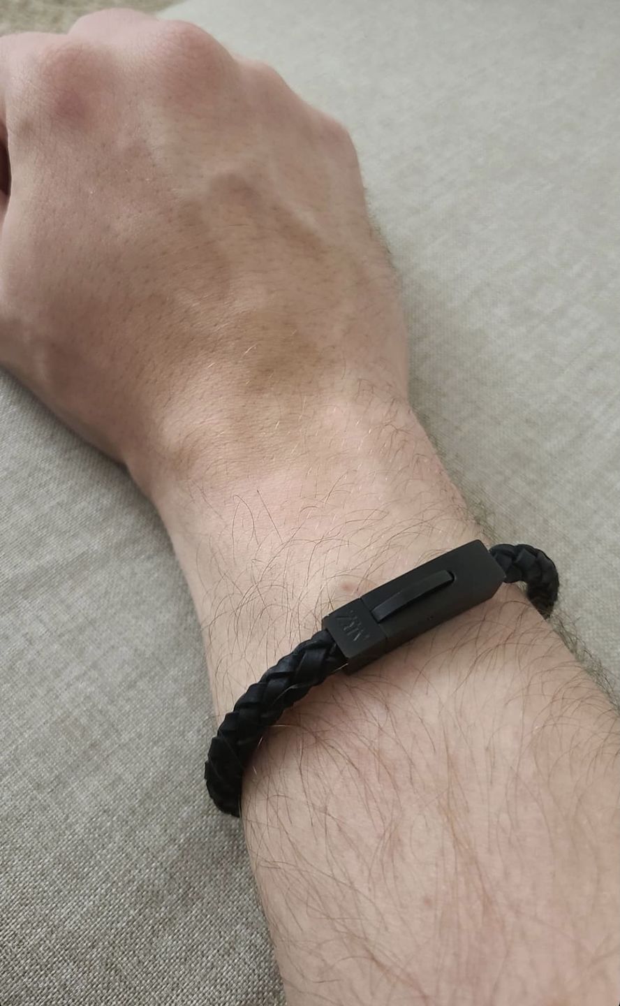 Customer photo review of 6mm Black Leather Bracelet