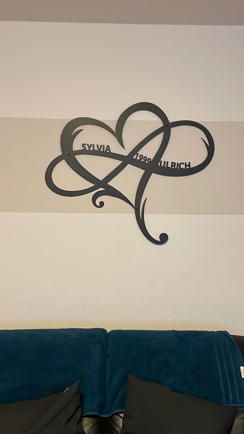 Customer photo review of Infinity Herz mit Wunschtext aus edlem Stahl (personalisierbar)
