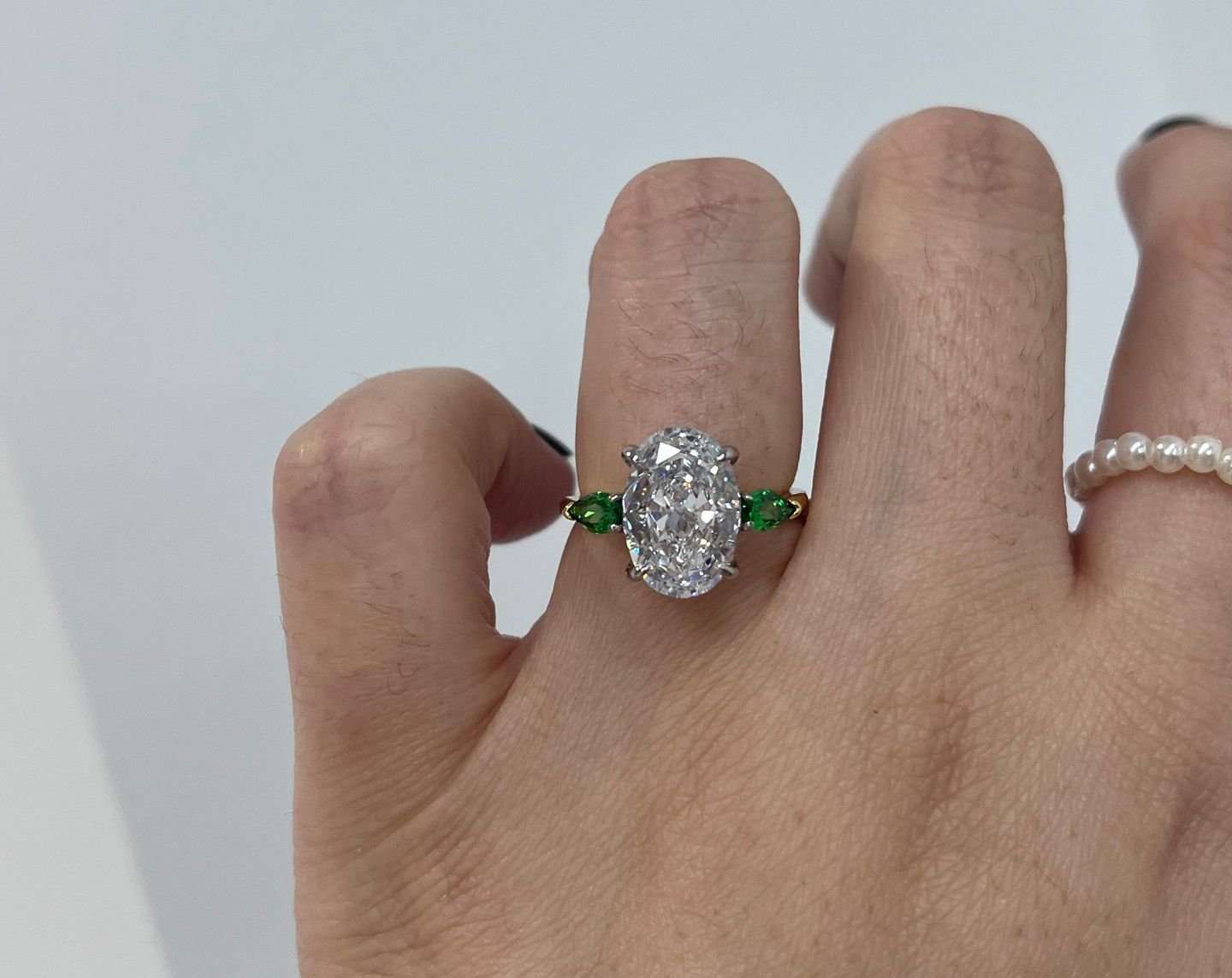 Customer photo review of S925 Vintage Oval Cut Three Stone Engagement Ring In Sterling Silver For Women