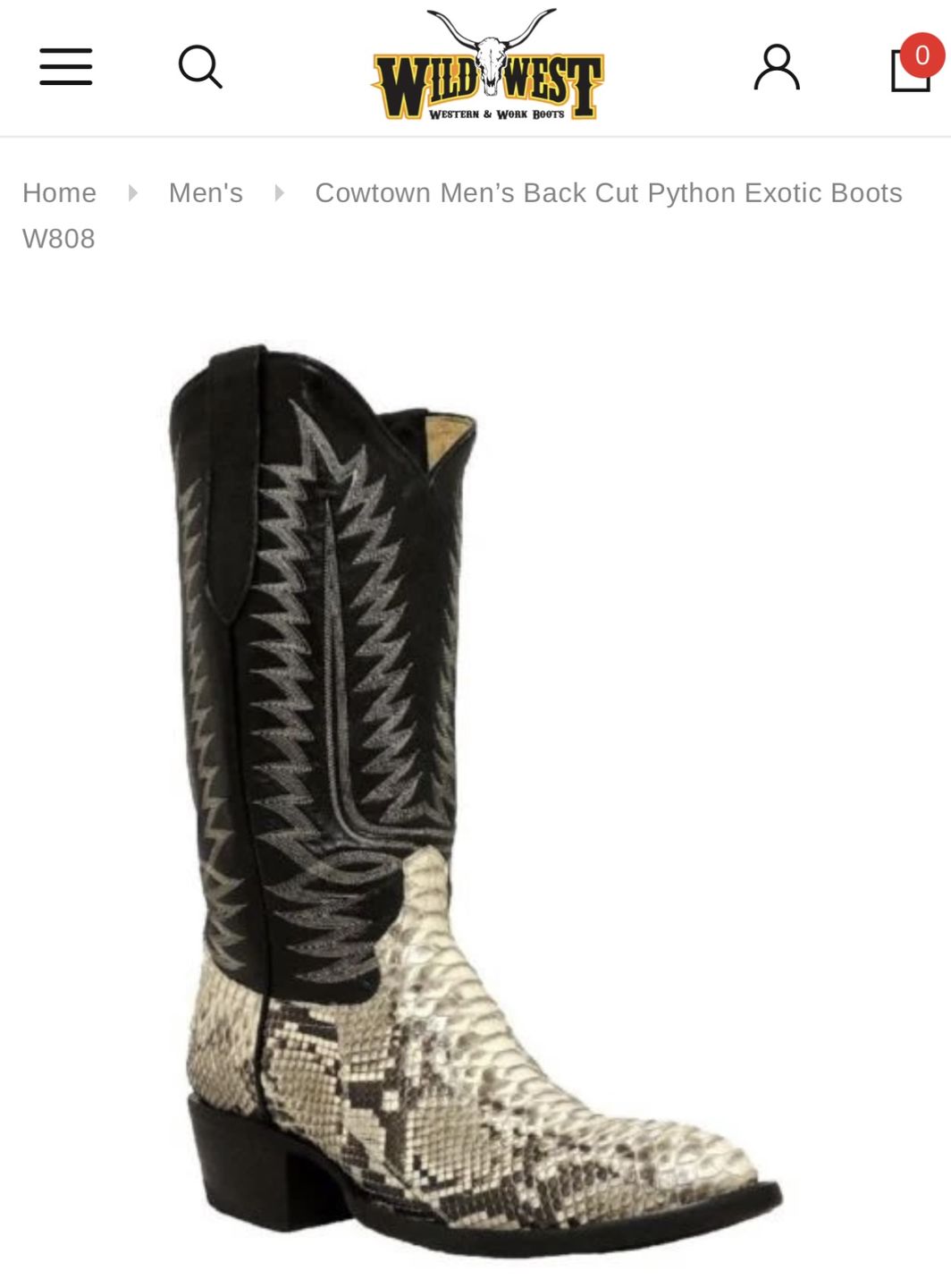 Customer photo review of Cowtown Men’s Back Cut Python Exotic Boots W808