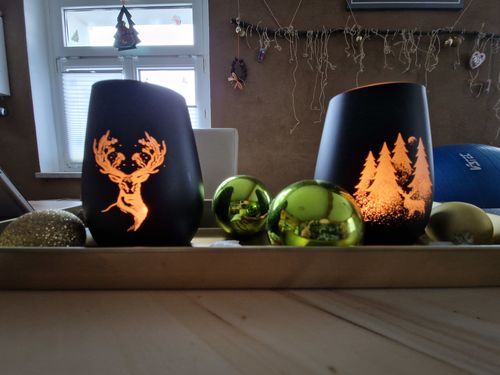 Customer photo review of Windlicht Hirsch Im Wald gesprenkelt