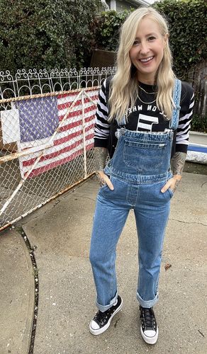 Customer photo review of Outlier Overalls