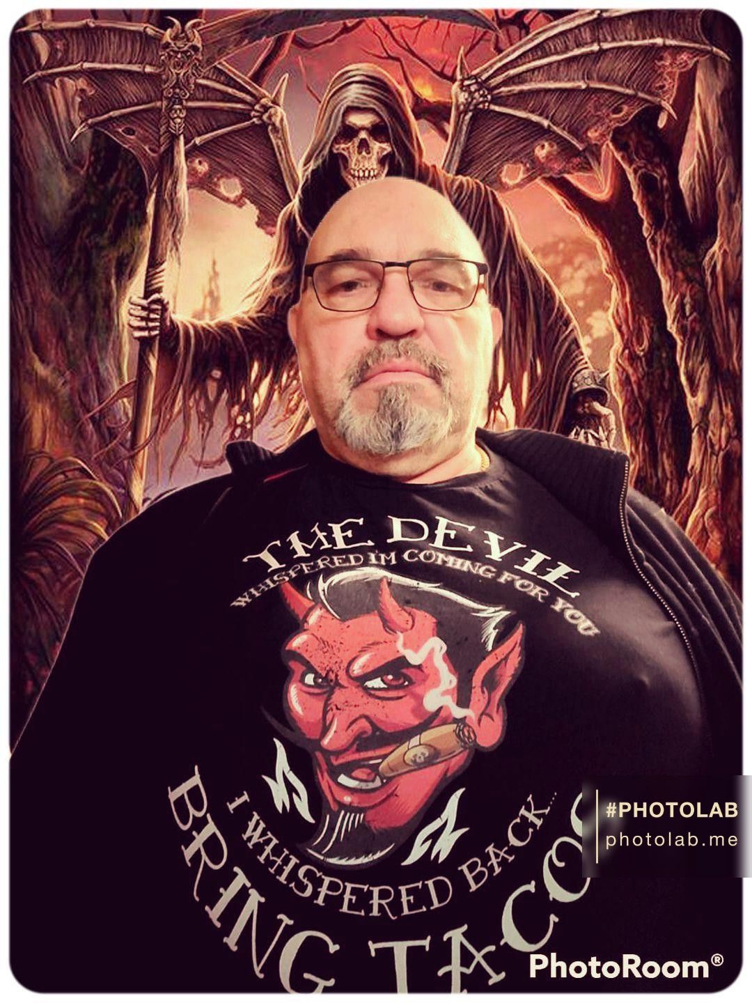 Customer photo review of The Devil Whispered...Bring Tacos OG T-Shirt