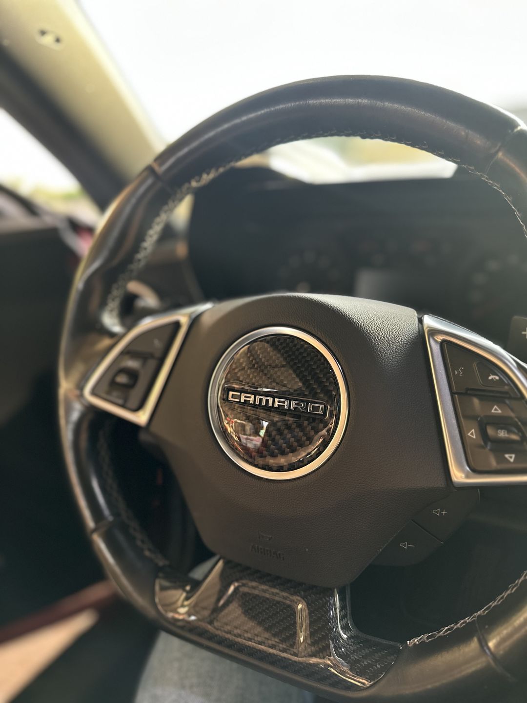 Customer photo review of Carbon Fiber Steering Wheel Center Overlay For Chevy Camaro 2016-2023