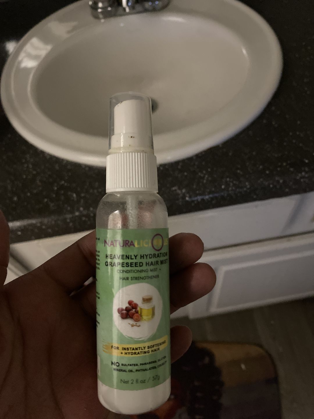 Customer photo review of Heavenly Hydration Grapeseed Hair Mist