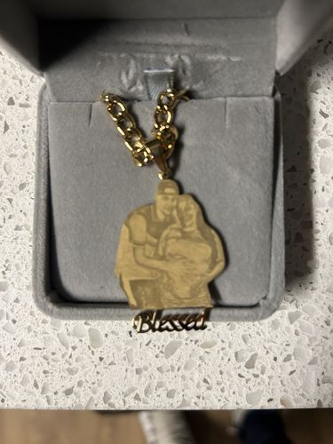 Customer photo review of Lovers Charm™ 18K Custom Engraved Necklace