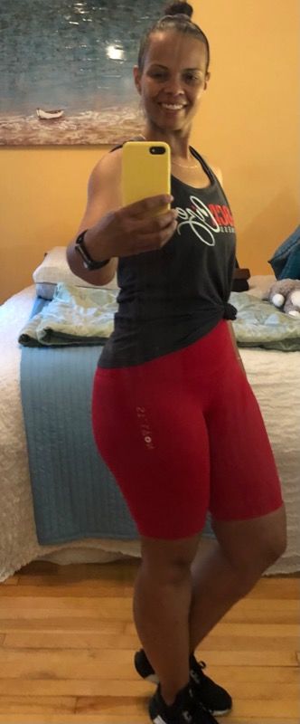Customer photo review of Bold Biker Shorts - Red