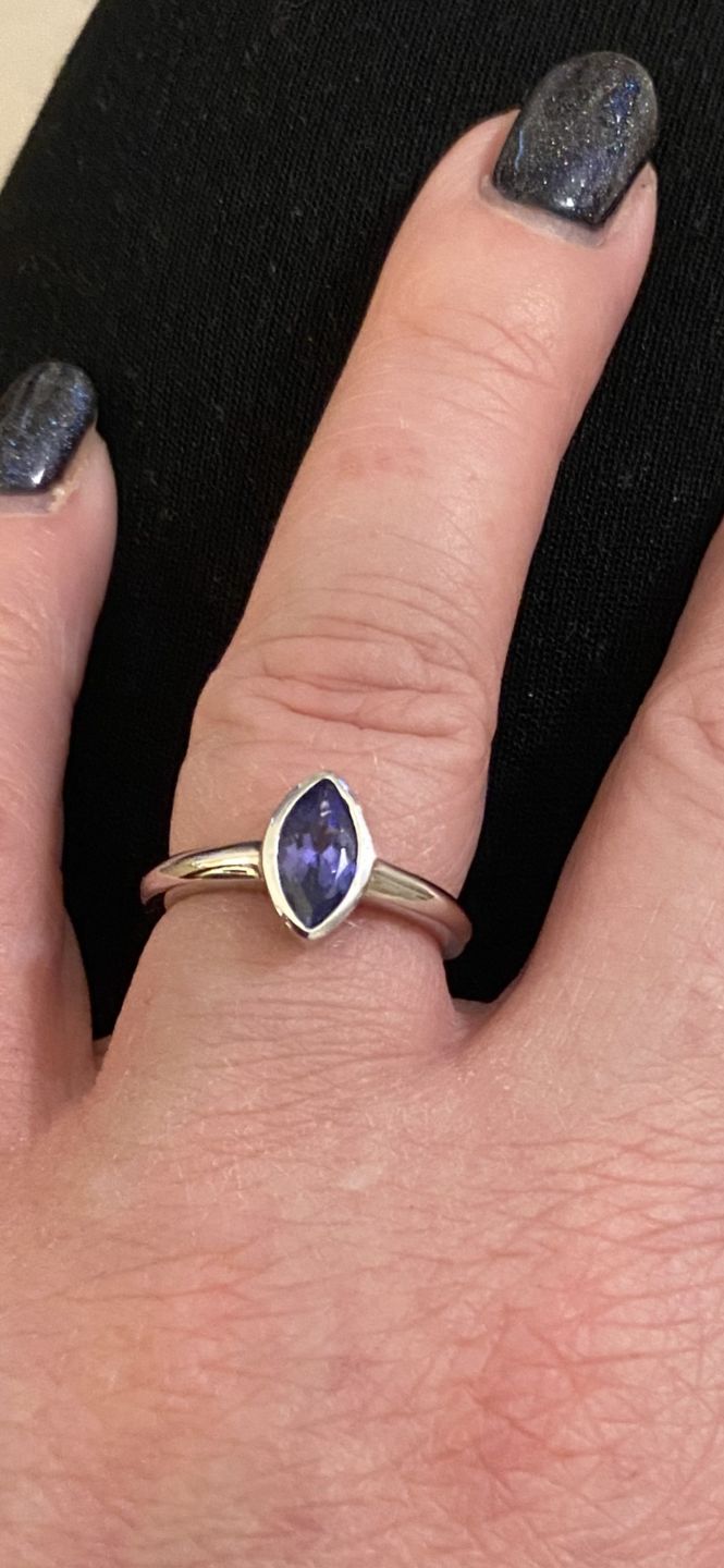 Customer photo review of Surf Moon Ring with Tanzanite
