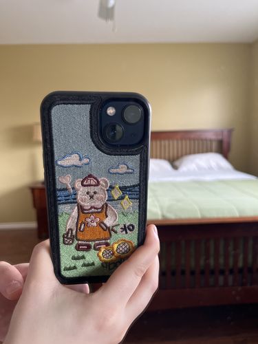 Customer photo review of Embroidered Animal Bear iPhone Case