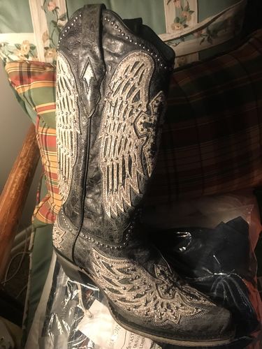 Customer photo review of Women's Wing & Cross Studded Western Boots