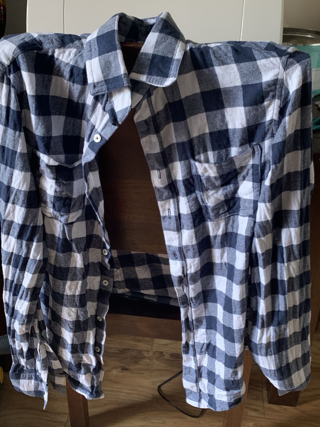 Customer photo review of Blue and Ivory Checkered Brushed Cotton Fabric