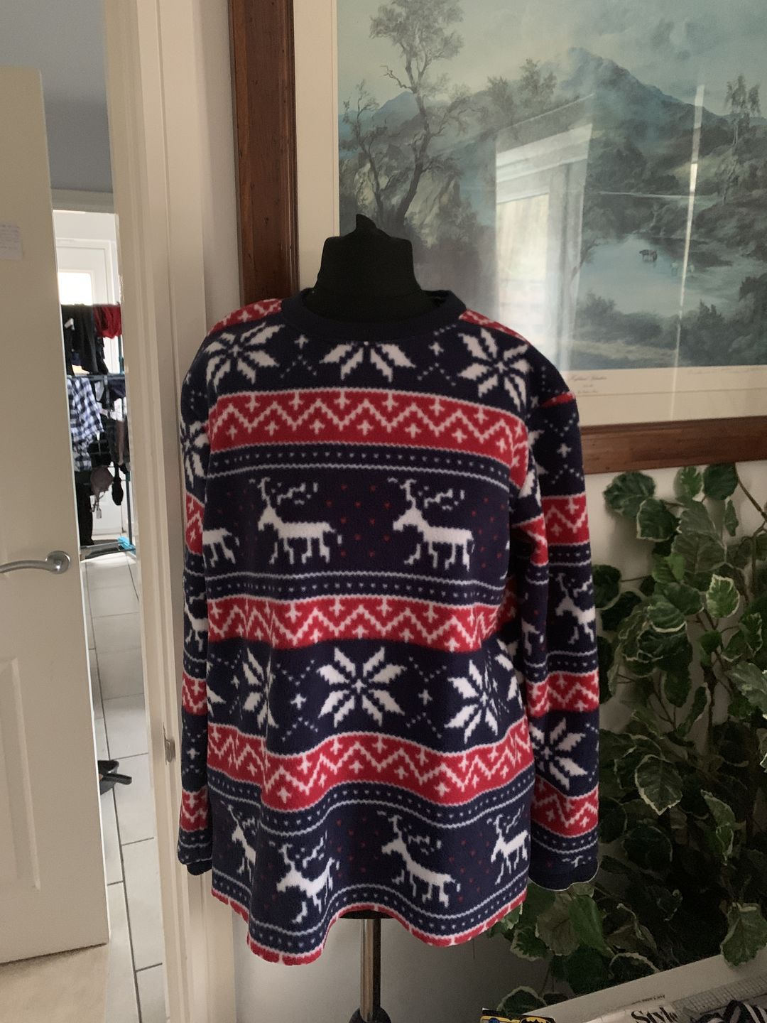 Customer photo review of Navy and Red Reindeer Anti Pill Polar Fleece Fabric