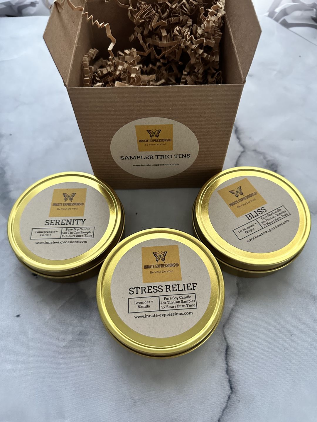 Customer photo review of Signature Candles Sampler Trio Tins
