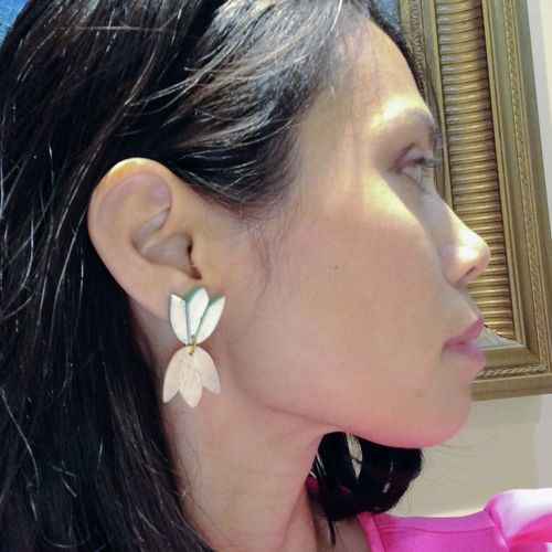 Customer photo review of Asymmetrical Guita Drop Earrings