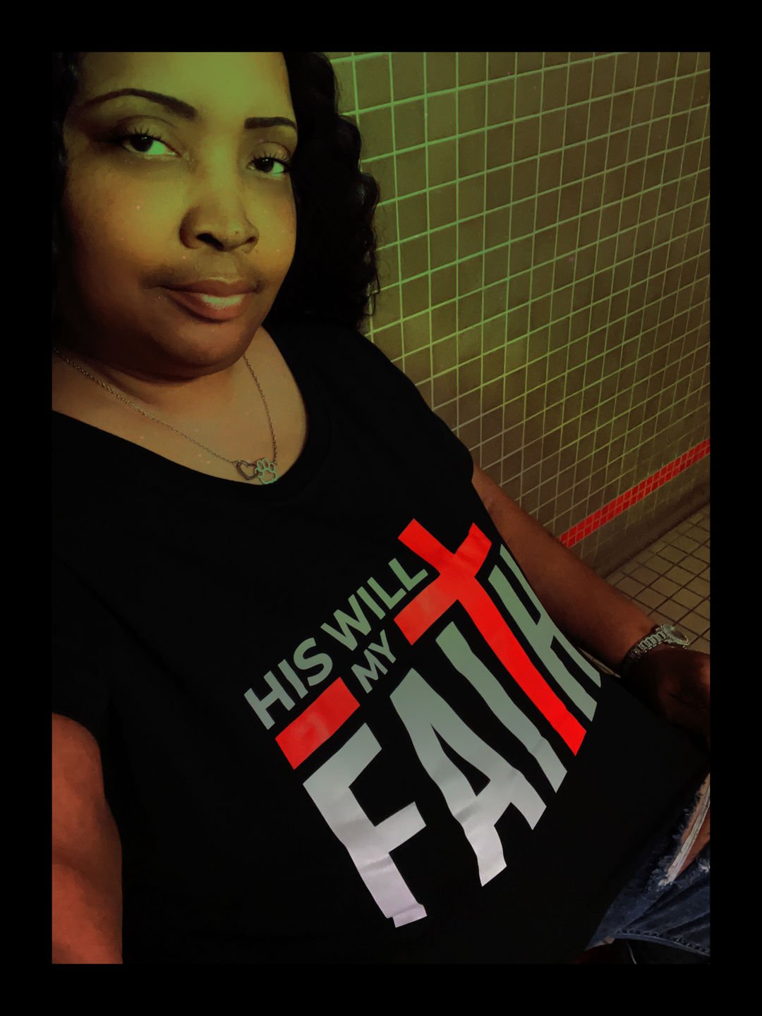 Customer photo review of His Will My Faith T-Shirt - Women's - Black