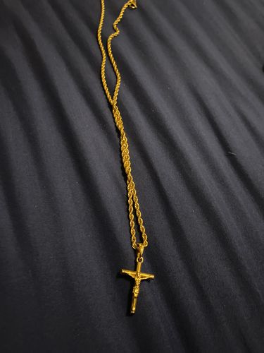 Customer photo review of Gold Stainless Steel Crucifix Necklace