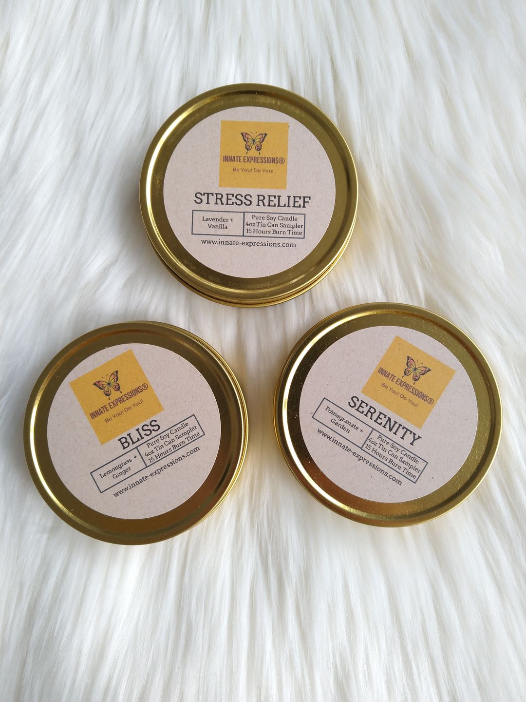 Customer photo review of Signature Candles Sampler Trio Tins