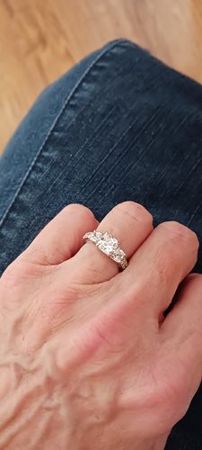 Customer photo review of 3-Stone 1.5ct Cushion CZ Ring in Sterling Silver
