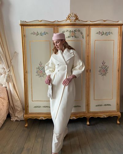 Customer photo review of Lapel Double-Breasted Office Woolen Windbreaker Long Coat