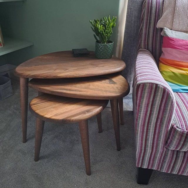 Customer photo review of Ercol Style Solid Walnut Set of Three Nesting Table