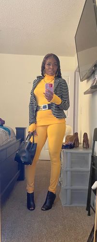 Customer photo review of Solid Turtleneck Top & Pants Set
