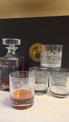 Customer photo review of We The People Patriotic American Flag Decanter Whiskey Glass Gift Set - 5 Piece Set - Premium Gift Box - USA Made Glasses
