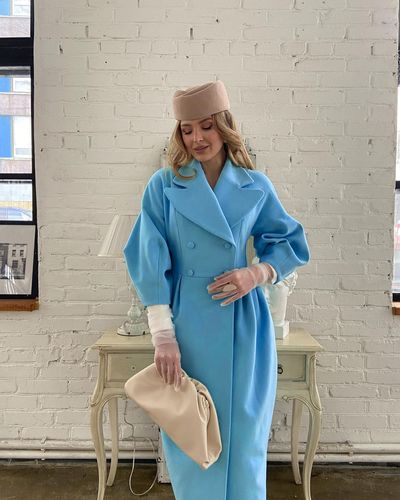 Customer photo review of Lapel Double-Breasted Office Woolen Windbreaker Long Coat