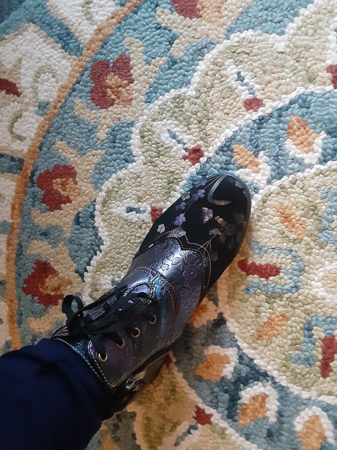 Customer photo review of Genuine Leather Embossed Comfy Ankle Boots