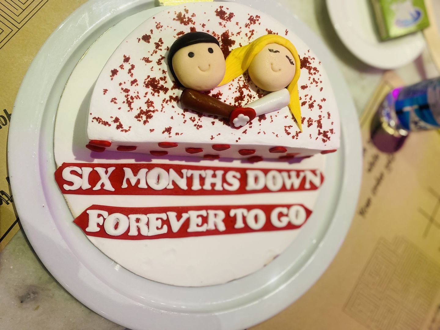 Customer photo review of 6 Months Anniversary Design Cake