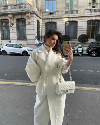 Customer photo review of Lapel Double-Breasted Office Woolen Windbreaker Long Coat